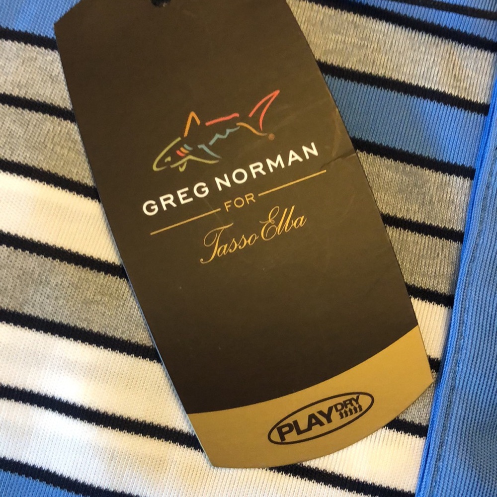 Greg Norman Blue Striped Polo Shirt UPF 25 - Picture 2 of 8
